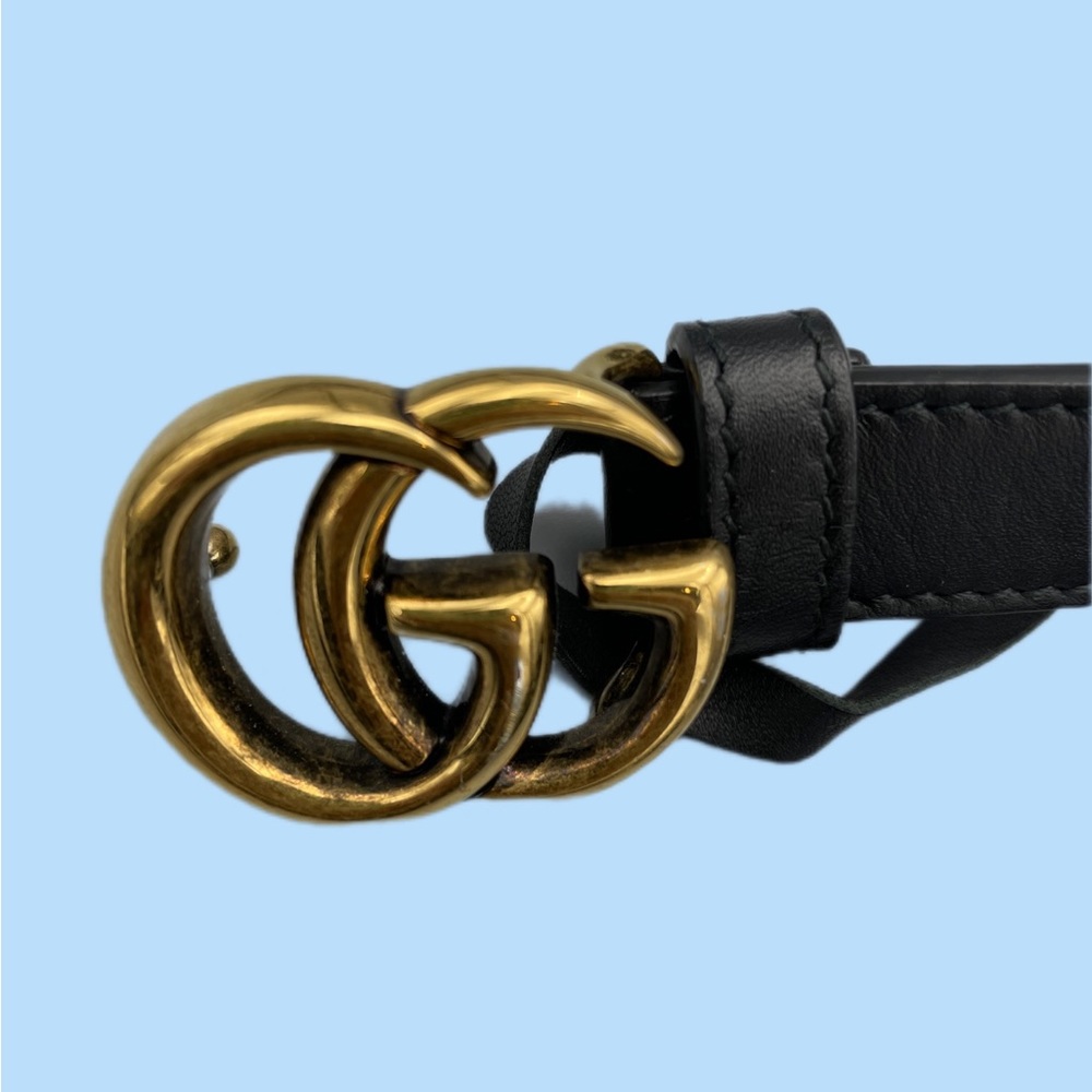 Authentic Thin Double G Gucci leather Belt